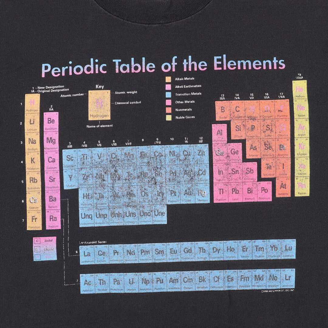 90'S Fruit of the Loom Element Symbol Print T-Shirt, Made in USA, Men's XL, Vintage cotton Charcoal Vintage Second Hand