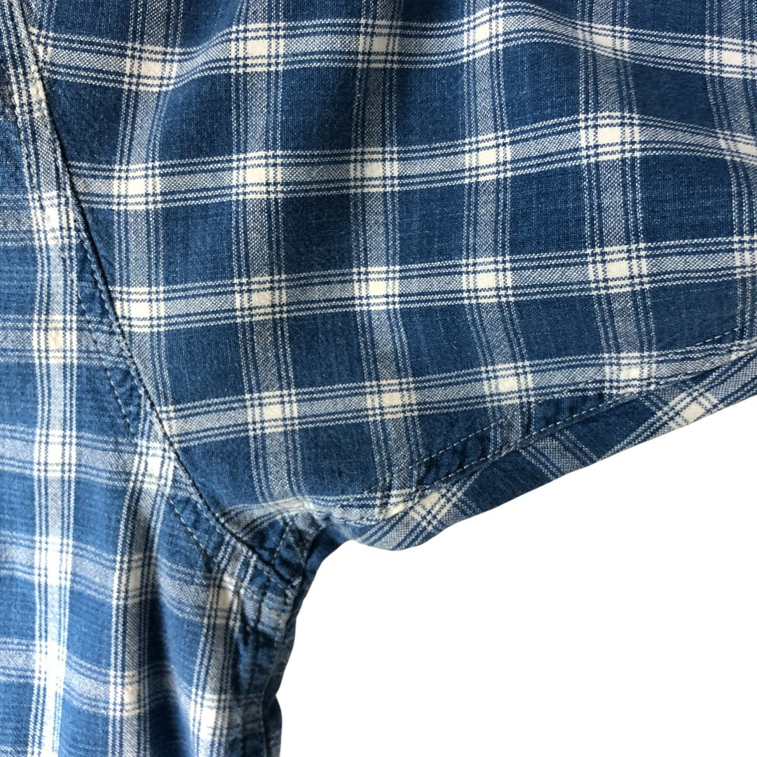 Eddie Bauer Long Sleeve Button-Down Check Shirt, Men's XL cotton blue type Vintage Second Hand