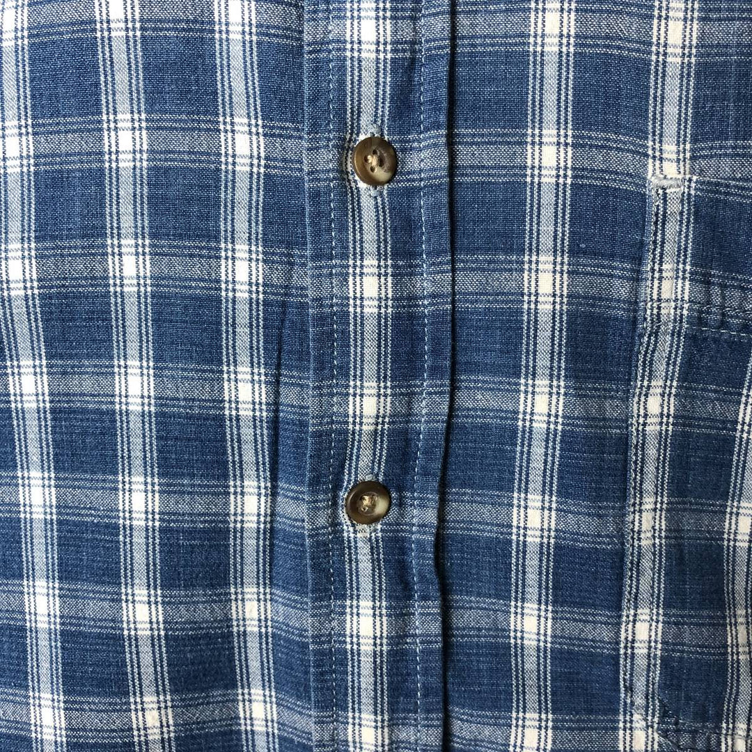 Eddie Bauer Long Sleeve Button-Down Check Shirt, Men's XL cotton blue type Vintage Second Hand