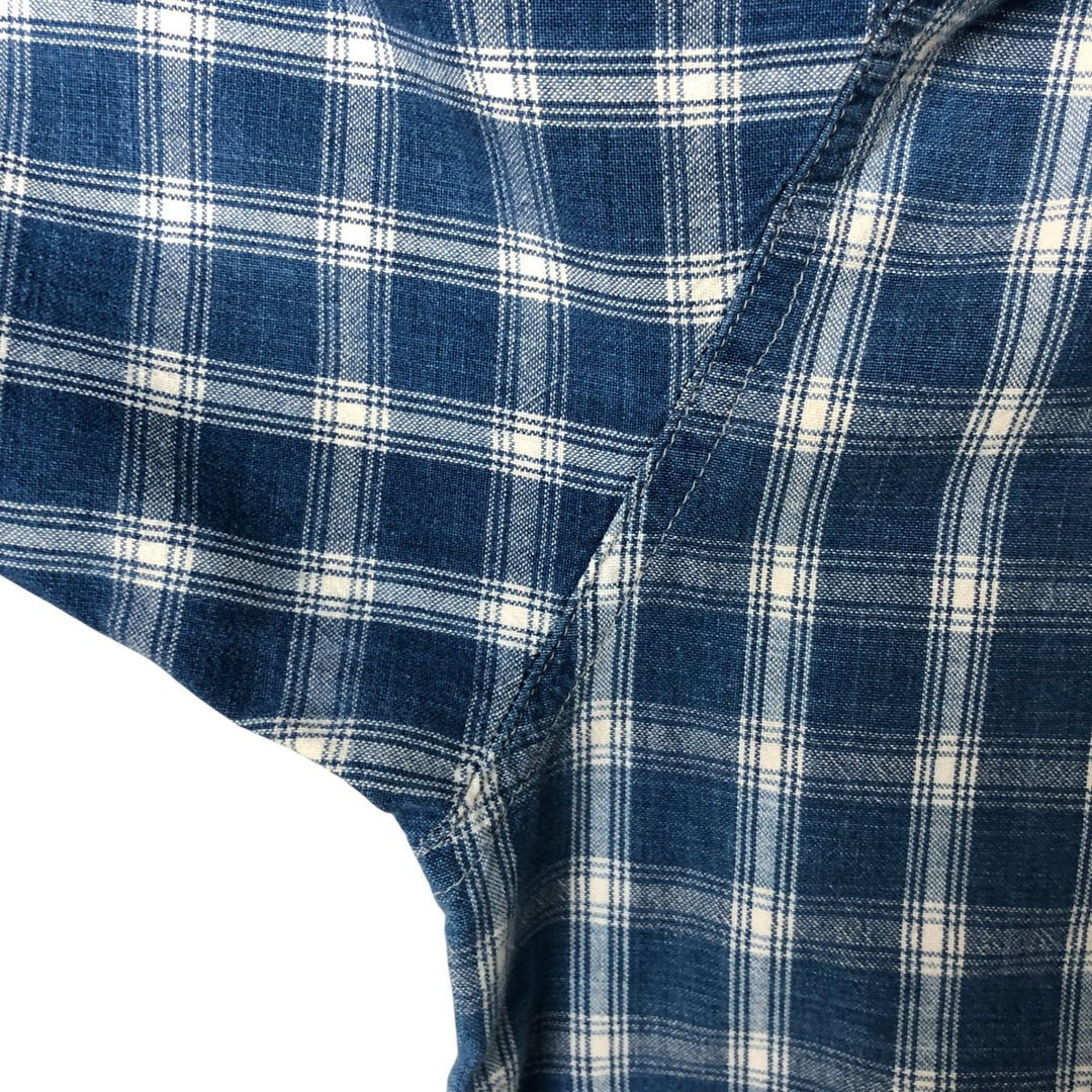Eddie Bauer Long Sleeve Button-Down Check Shirt, Men's XL cotton blue type Vintage Second Hand