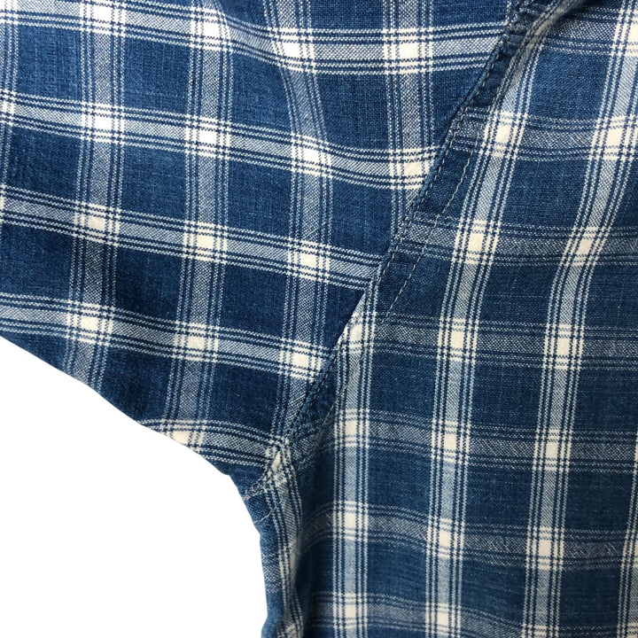 Eddie Bauer Long Sleeve Button-Down Check Shirt, Men's XL cotton blue type Vintage Second Hand