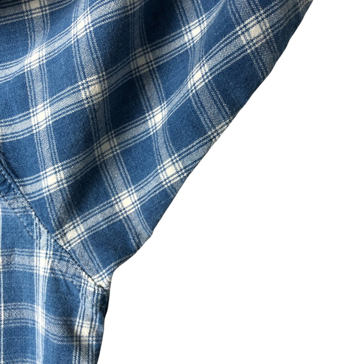 Eddie Bauer Long Sleeve Button-Down Check Shirt, Men's XL cotton blue type Vintage Second Hand