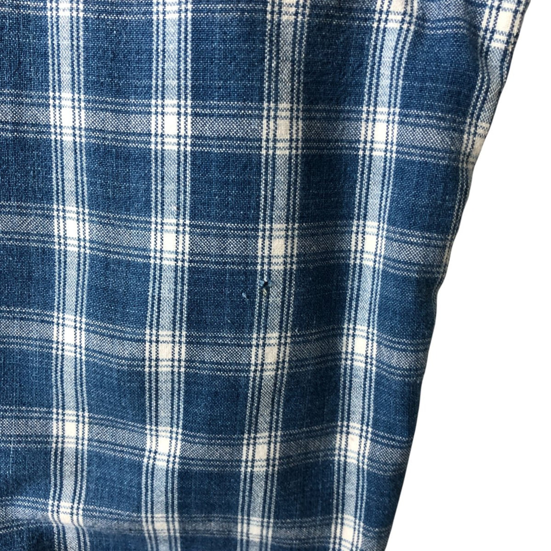 Eddie Bauer Long Sleeve Button-Down Check Shirt, Men's XL cotton blue type Vintage Second Hand
