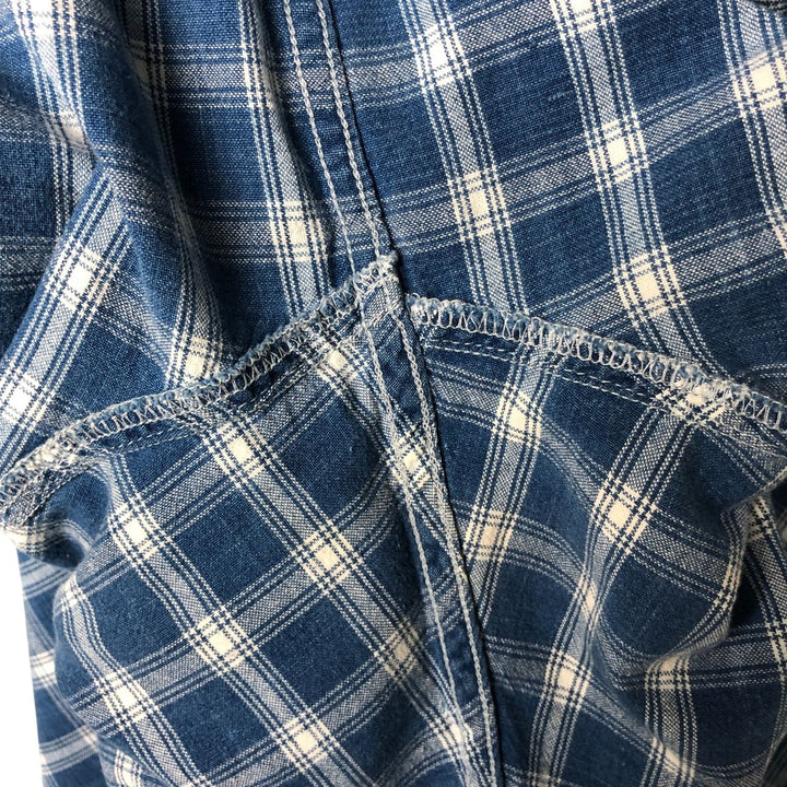 Eddie Bauer Long Sleeve Button-Down Check Shirt, Men's XL cotton blue type Vintage Second Hand