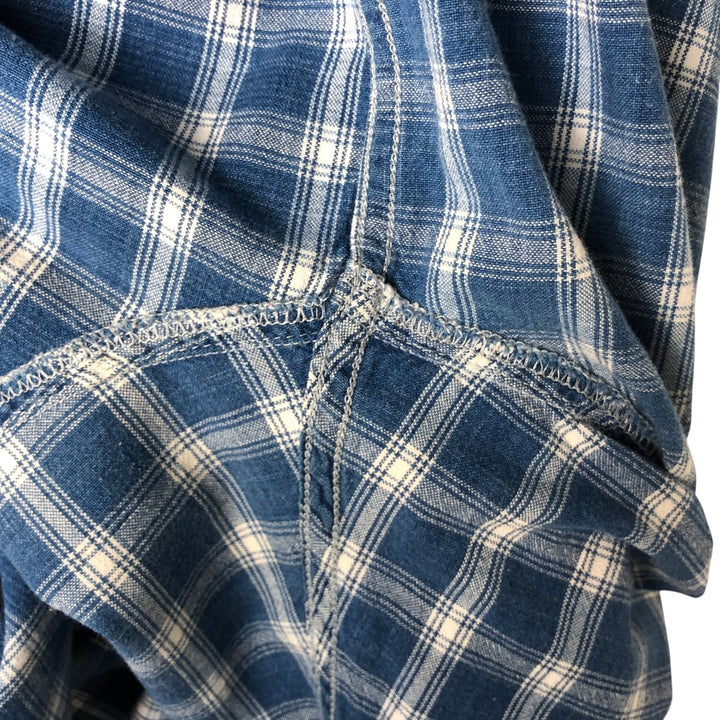 Eddie Bauer Long Sleeve Button-Down Check Shirt, Men's XL cotton blue type Vintage Second Hand
