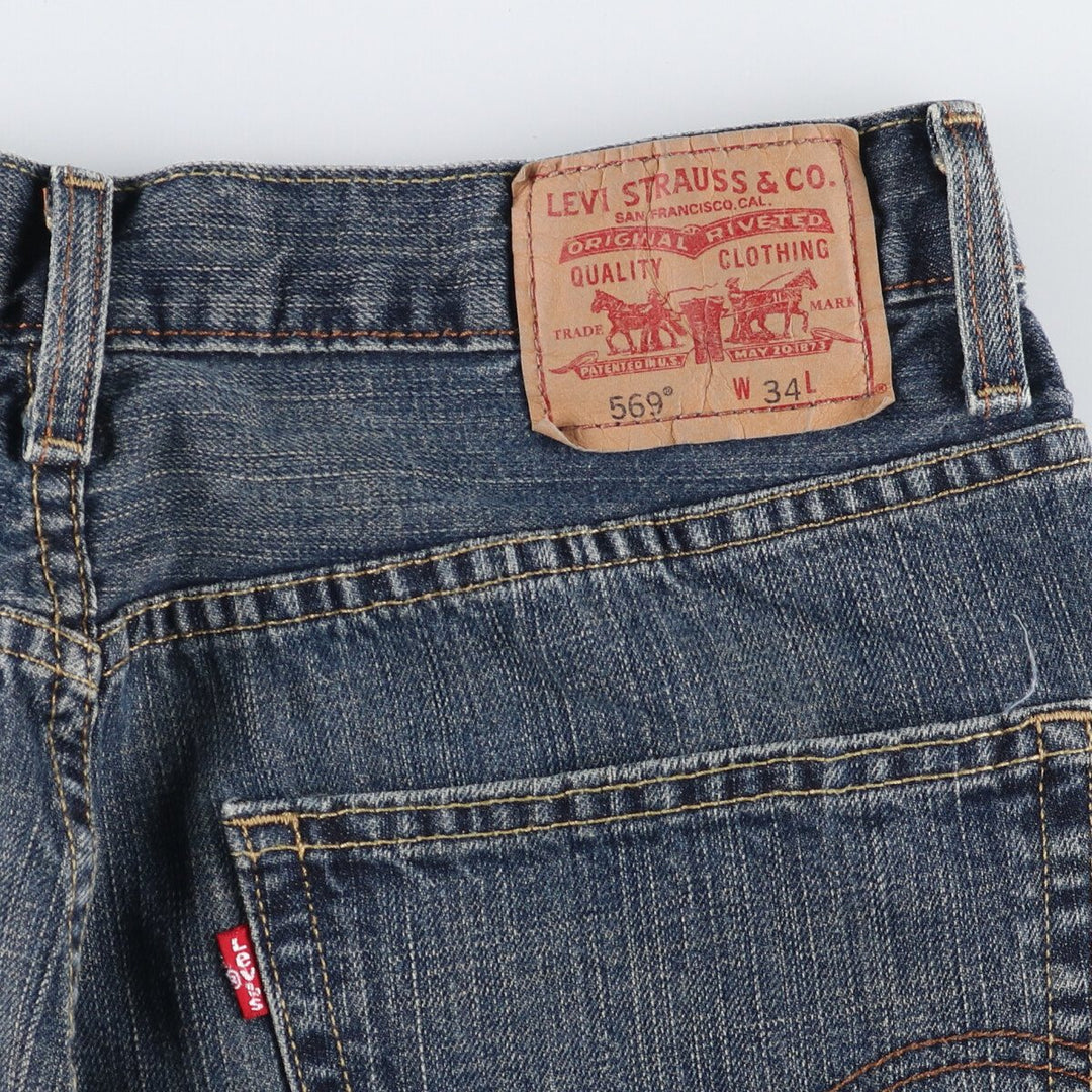 Levi's 569 LOOSE STRAIGHT denim shorts, half pants, jorts, men's w34 equivalent cotton blue type Vintage Second Hand