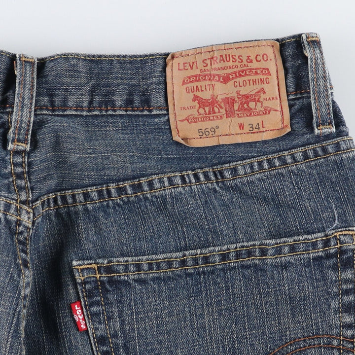 Levi's 569 LOOSE STRAIGHT denim shorts, half pants, jorts, men's w34 equivalent cotton blue type Vintage Second Hand