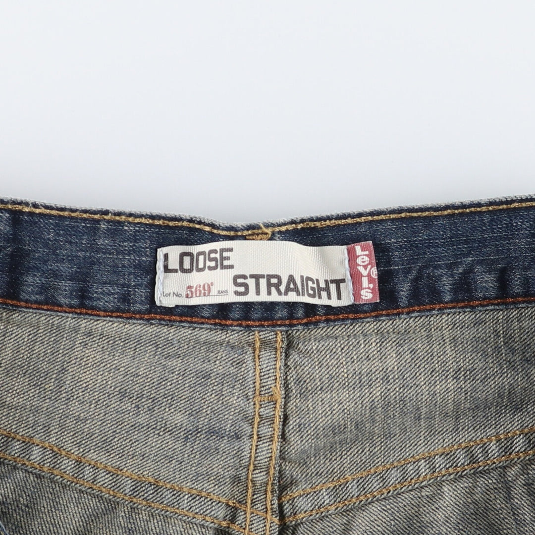 Levi's 569 LOOSE STRAIGHT denim shorts, half pants, jorts, men's w34 equivalent cotton blue type Vintage Second Hand