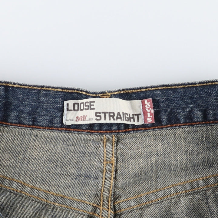 Levi's 569 LOOSE STRAIGHT denim shorts, half pants, jorts, men's w34 equivalent cotton blue type Vintage Second Hand