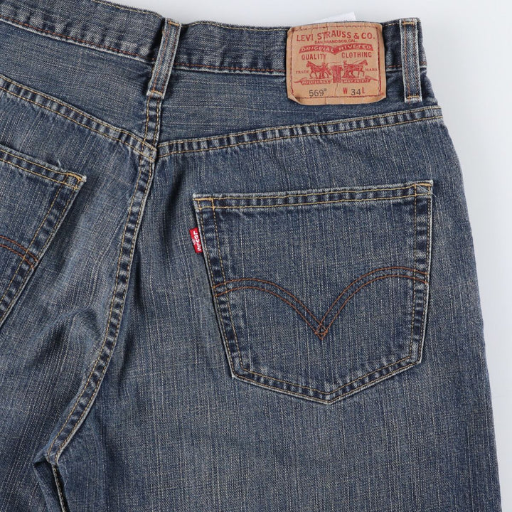Levi's 569 LOOSE STRAIGHT denim shorts, half pants, jorts, men's w34 equivalent cotton blue type Vintage Second Hand