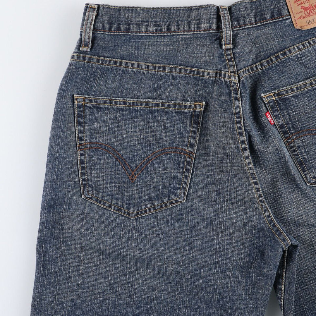 Levi's 569 LOOSE STRAIGHT denim shorts, half pants, jorts, men's w34 equivalent cotton blue type Vintage Second Hand