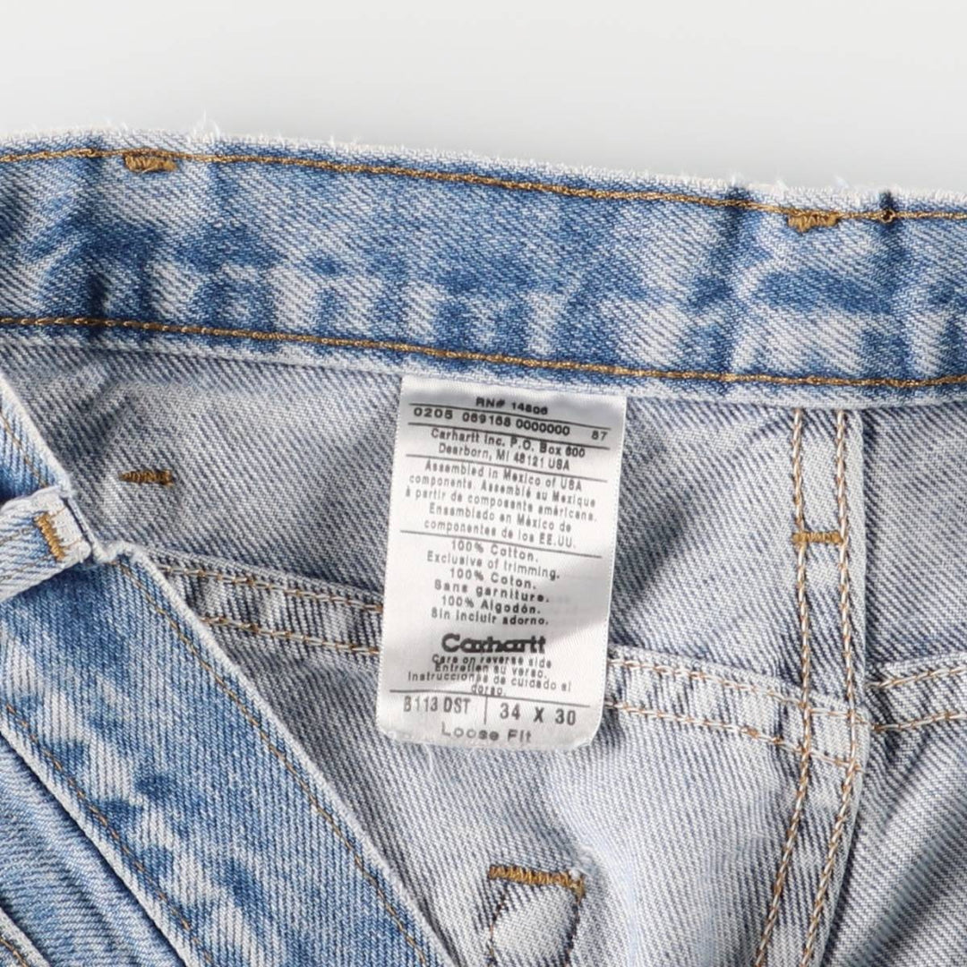 2000'S Carhartt Loose Fit Denim Shorts/Jorts, Men's Size 34 cotton blue type Vintage Second Hand