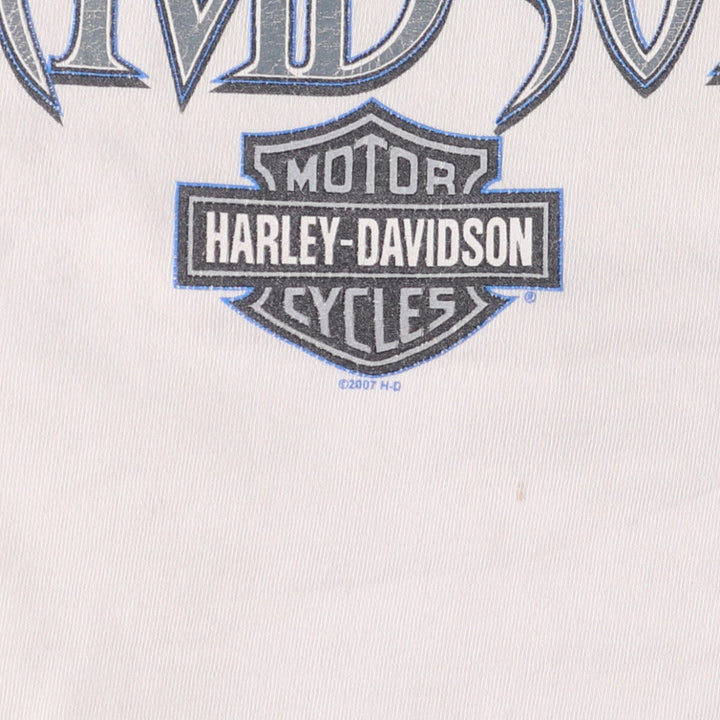00'S Harley-Davidson Skull Pattern Motorcycle Bike T-shirt Made in USA Men's XL cotton white type Vintage Second Hand