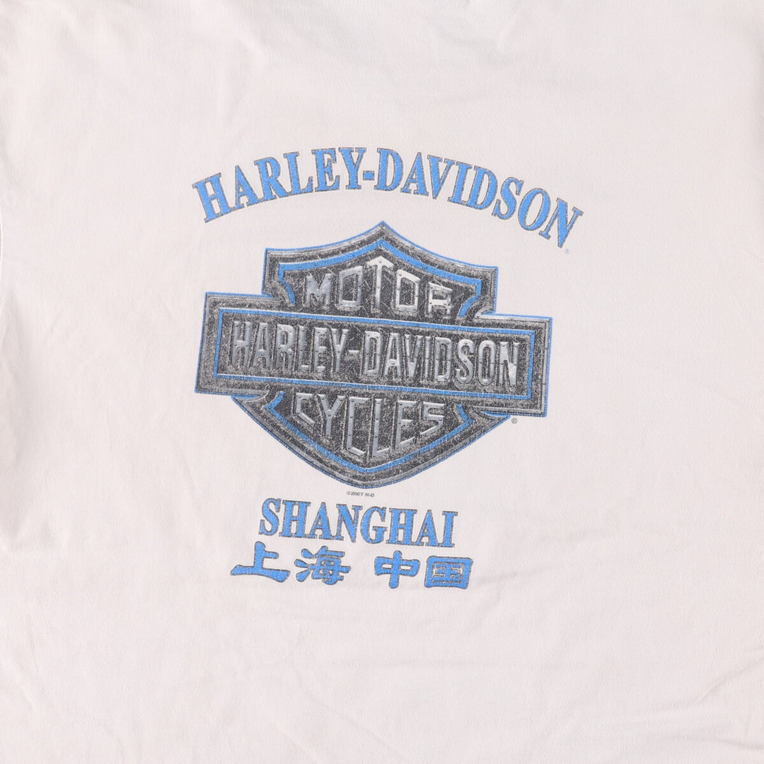 00'S Harley-Davidson Skull Pattern Motorcycle Bike T-shirt Made in USA Men's XL cotton white type Vintage Second Hand