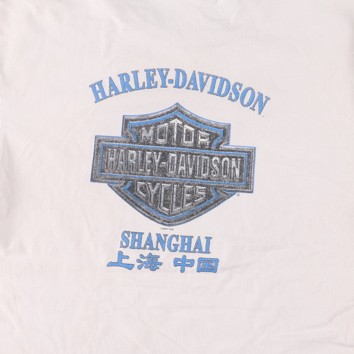 00'S Harley-Davidson Skull Pattern Motorcycle Bike T-shirt Made in USA Men's XL cotton white type Vintage Second Hand