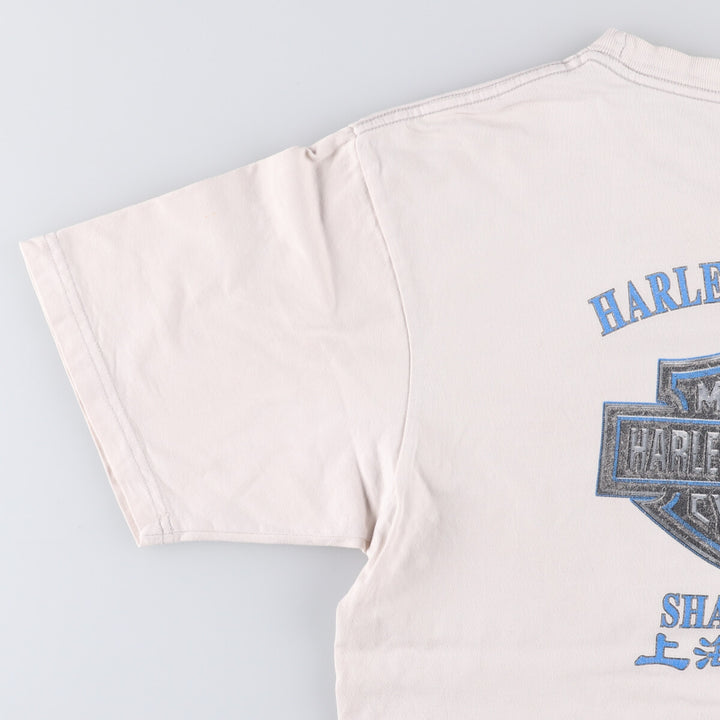 00'S Harley-Davidson Skull Pattern Motorcycle Bike T-shirt Made in USA Men's XL cotton white type Vintage Second Hand