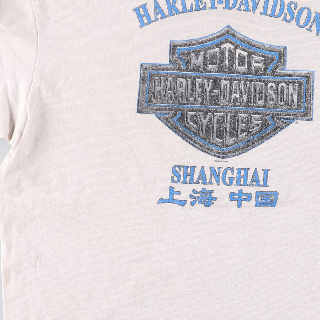 00'S Harley-Davidson Skull Pattern Motorcycle Bike T-shirt Made in USA Men's XL cotton white type Vintage Second Hand