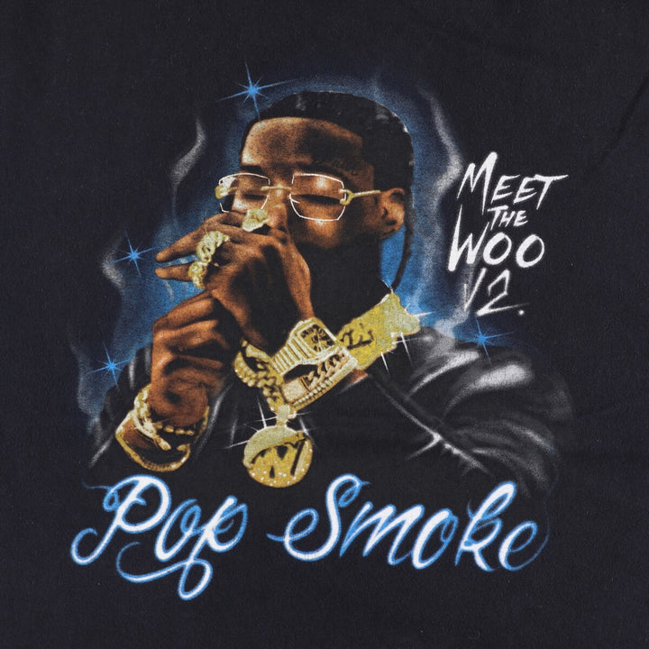 POP SMOKE Rap T-shirt, Men's XL size cotton black type Vintage Second Hand