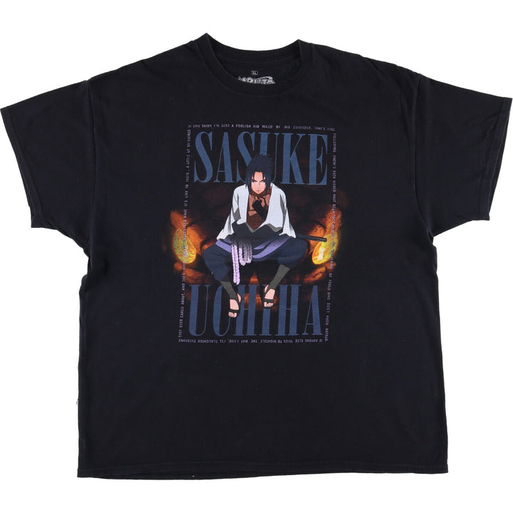 2000'S Naruto Shippuden SASUKE Anime Character Print T-Shirt Men's XL cotton black type Vintage Second Hand