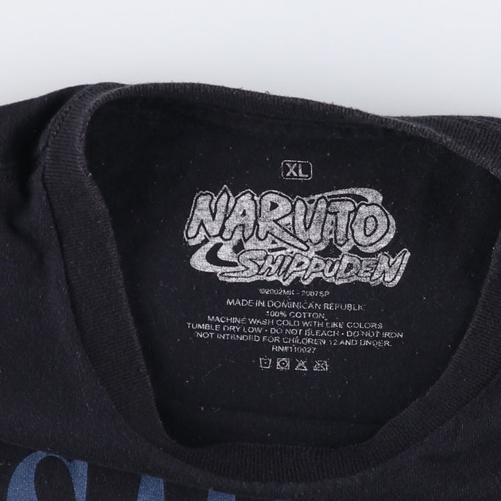2000'S Naruto Shippuden SASUKE Anime Character Print T-Shirt Men's XL cotton black type Vintage Second Hand