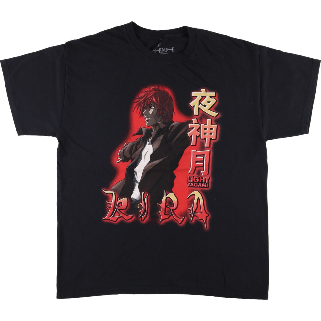 DEATH NOTE Anime Character Print T-Shirt Men's Size L cotton black type Vintage Second Hand