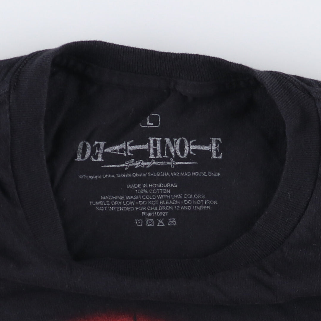 DEATH NOTE Anime Character Print T-Shirt Men's Size L cotton black type Vintage Second Hand