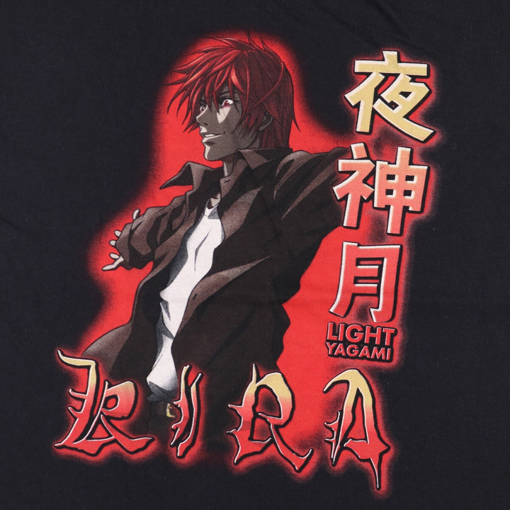 DEATH NOTE Anime Character Print T-Shirt Men's Size L cotton black type Vintage Second Hand