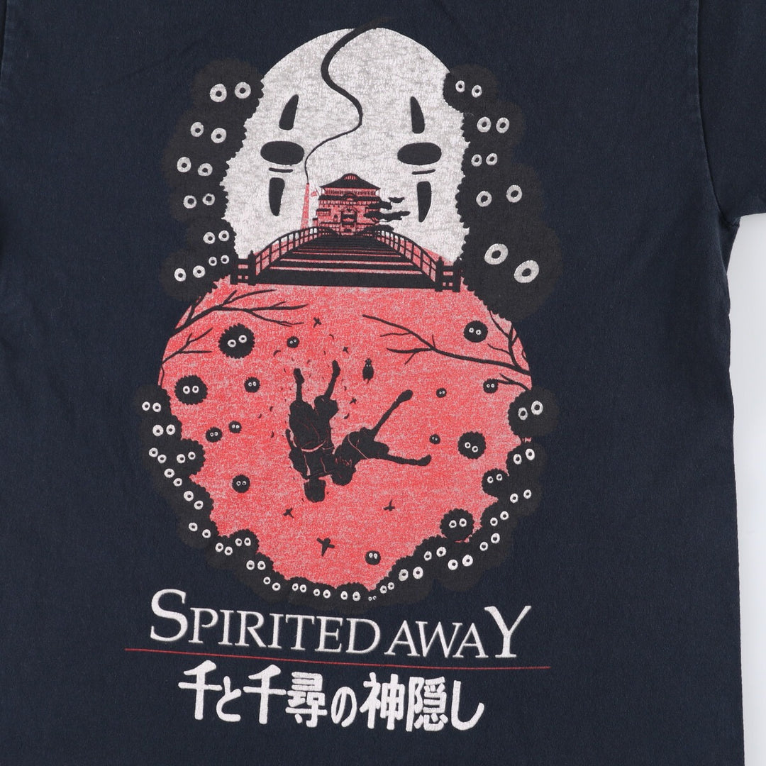 SPIRITED AWAY Spirited Away Anime Character Print T-Shirt Men's S cotton black type Vintage Second Hand