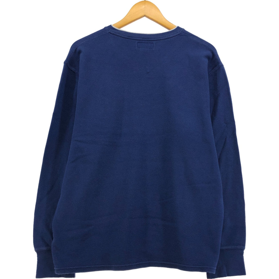 Ralph Lauren POLO RALPH LAUREN V-neck thermal long sleeve T-shirt waffle men's XL size cotton Navy blue Vintage Second Hand