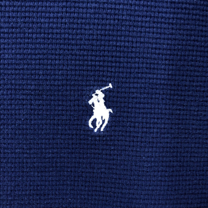 Ralph Lauren POLO RALPH LAUREN V-neck thermal long sleeve T-shirt waffle men's XL size cotton Navy blue Vintage Second Hand