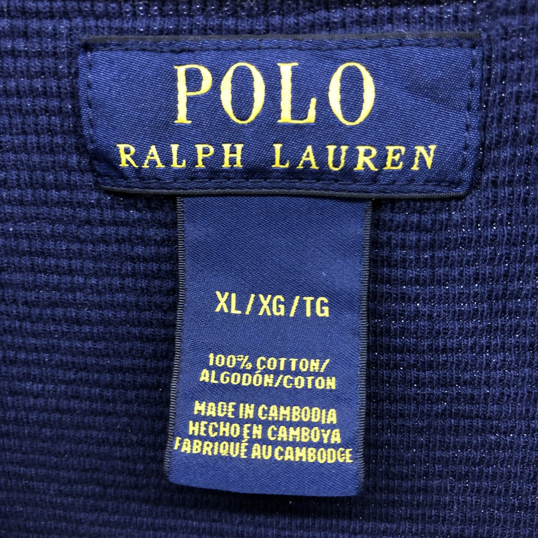 Ralph Lauren POLO RALPH LAUREN Thermal Long T-shirt Waffle Men's XL cotton navy blue type Vintage Second Hand
