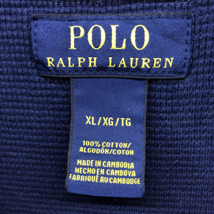 Ralph Lauren POLO RALPH LAUREN Thermal Long T-shirt Waffle Men's XL cotton navy blue type Vintage Second Hand
