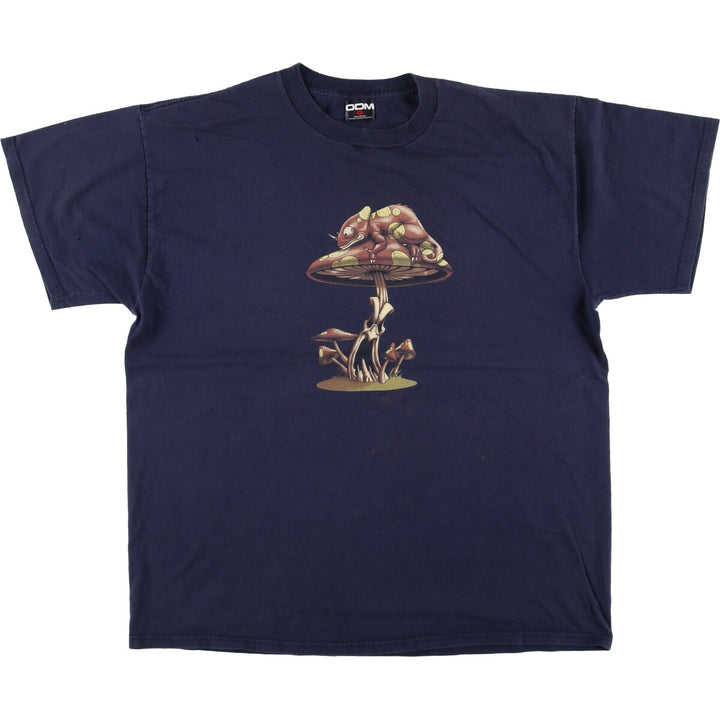 ODM Printed T-shirt Men's XL size cotton navy blue type Vintage Second Hand
