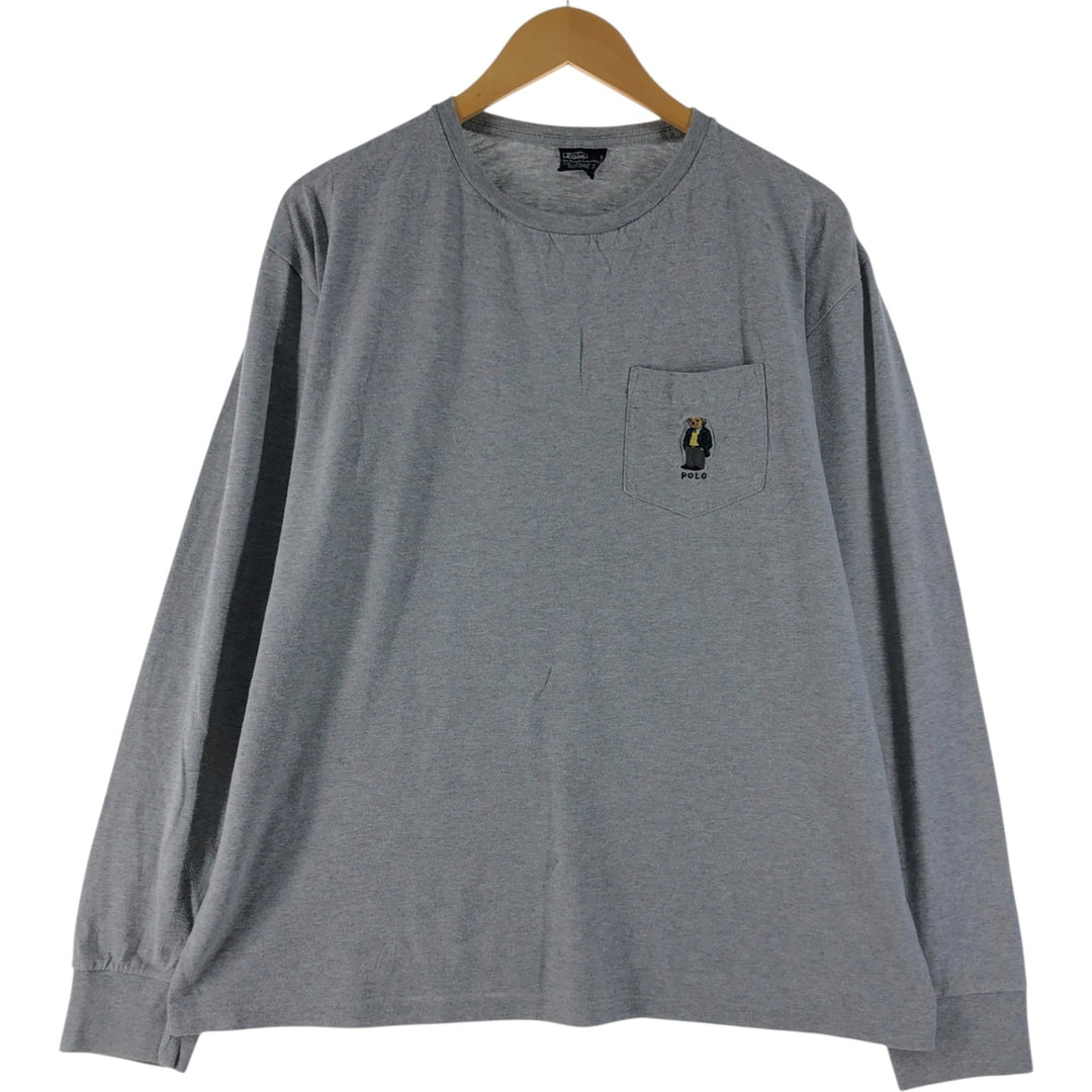 Ralph Lauren POLO by Ralph Lauren long-sleeved T-shirt, men's size M cotton gray type Vintage Second Hand