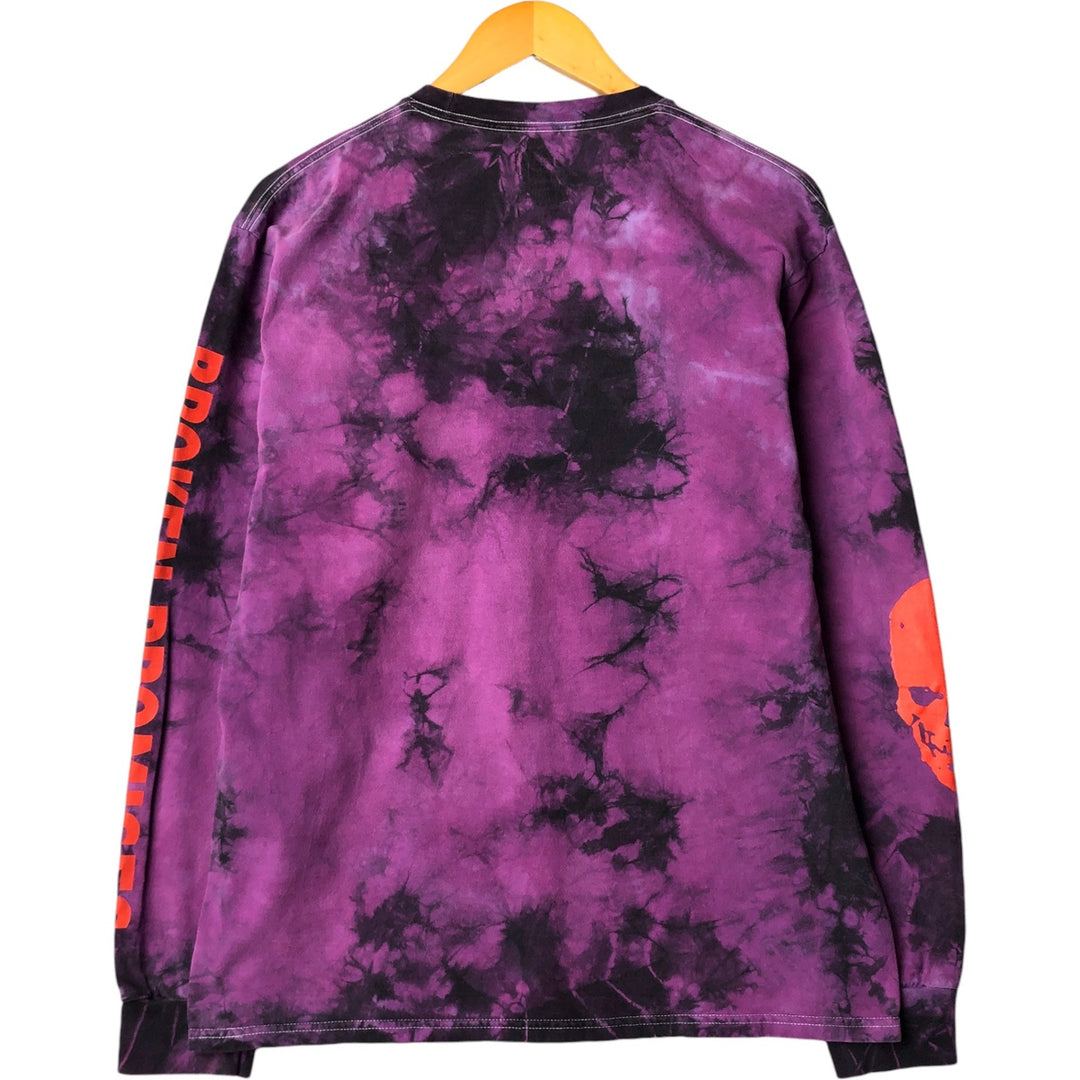 BROKEN PROMISES Death Note Ryuk Tie-Dye Pattern Anime Character Print Long Sleeve T-Shirt, Men's Size L cotton purple type Vintage Second Hand