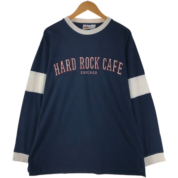 90'S Vintage Hard Rock Cafe Long Sleeve T-Shirt, Men's Size L cotton navy blue type Vintage Second Hand