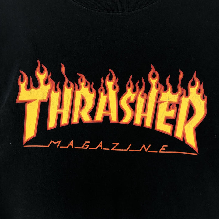 Thrasher Fire Pattern Long Sleeve T-Shirt, Men's Size L cotton black type Vintage Second Hand