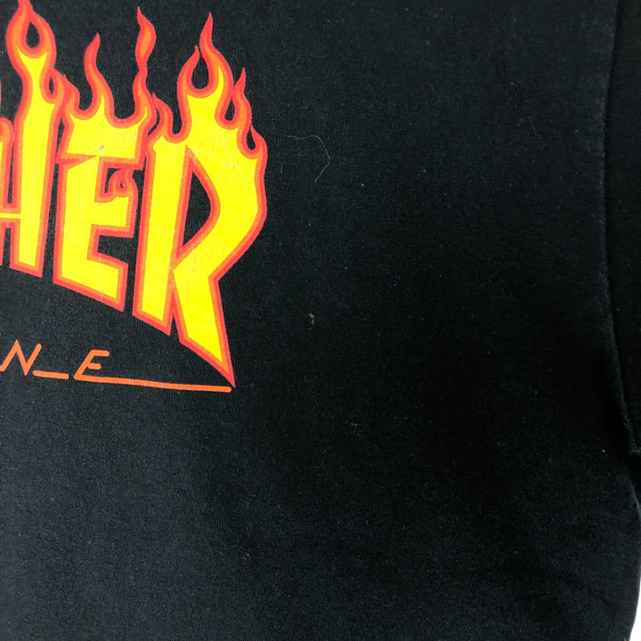 Thrasher Fire Pattern Long Sleeve T-Shirt, Men's Size L cotton black type Vintage Second Hand