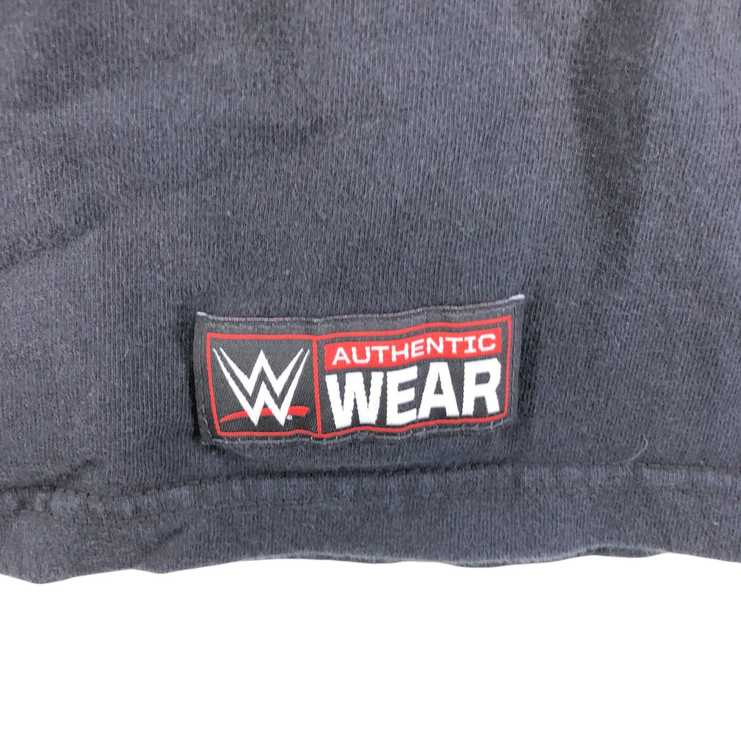 WWE Skull Pattern Professional Wrestling Sports Print T-Shirt, Men's Size L cotton black type Vintage Second Hand