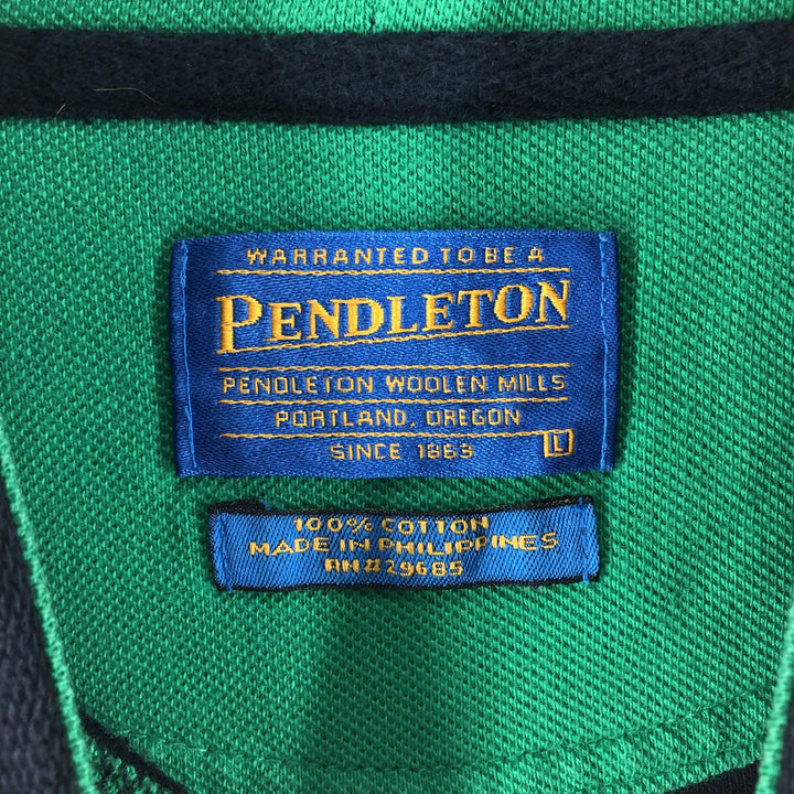 Pendleton High Neck Long T-Shirt, Men's Size L cotton navy blue type Vintage Second Hand