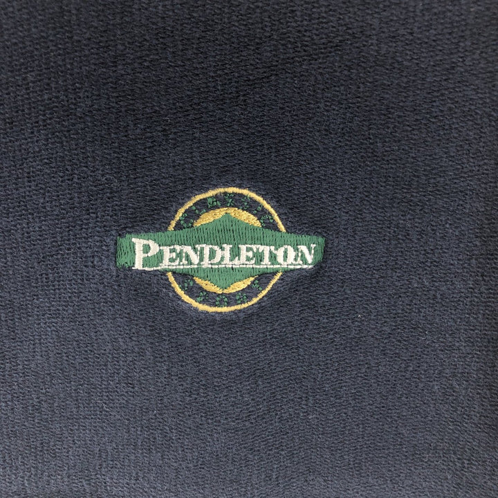 Pendleton High Neck Long T-Shirt, Men's Size L cotton navy blue type Vintage Second Hand