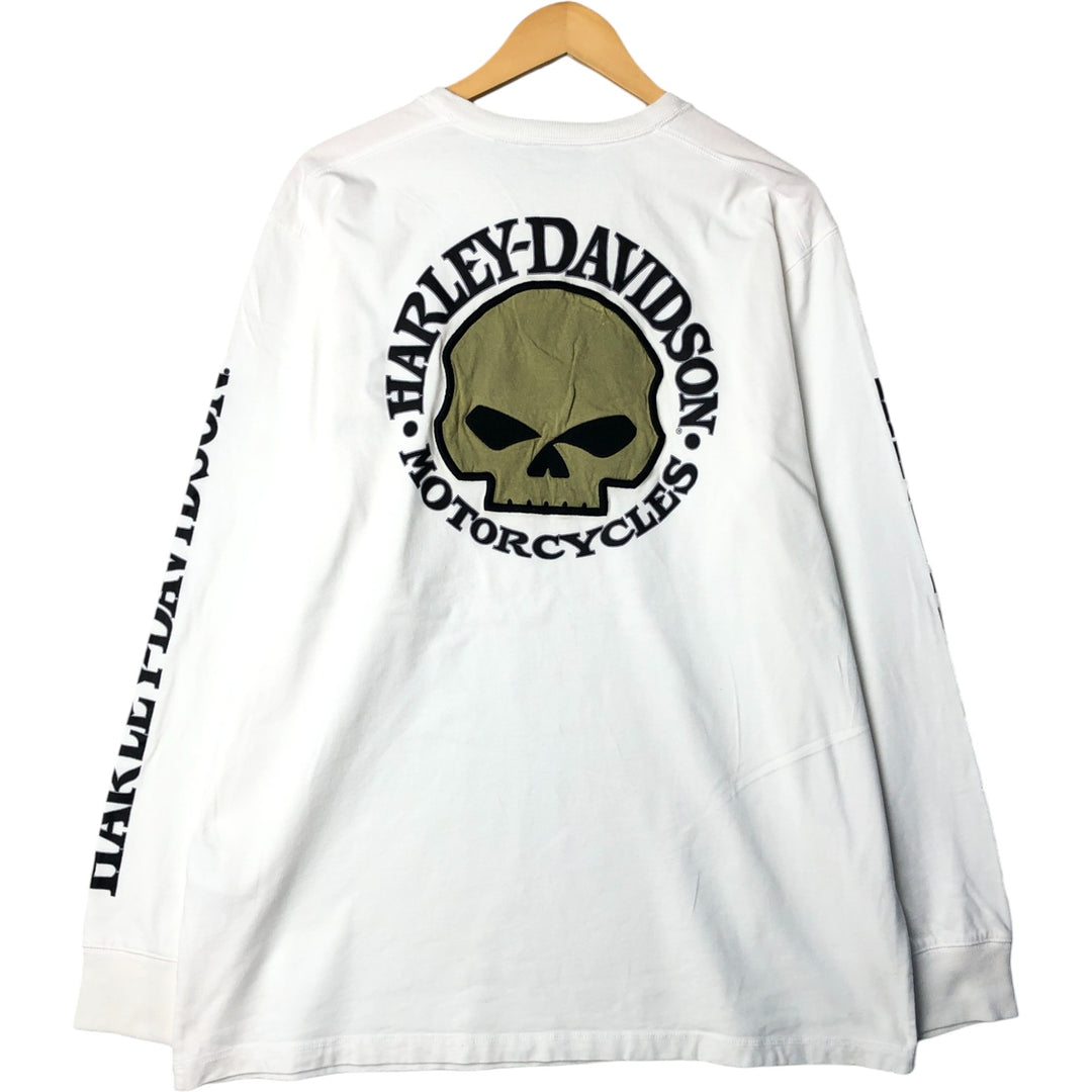 Harley-Davidson Skull Pattern Motorcycle Bike T-shirt Men's XL cotton white type Vintage Second Hand