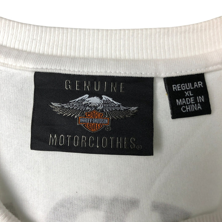 Harley-Davidson Skull Pattern Motorcycle Bike T-shirt Men's XL cotton white type Vintage Second Hand