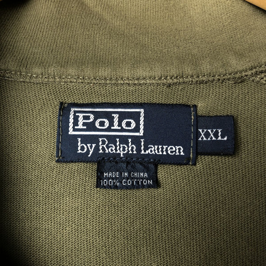 Ralph Lauren POLO by Ralph Lauren Half-Zip Long T-Shirt, Men's XXL cotton Khaki type brown Vintage Second Hand