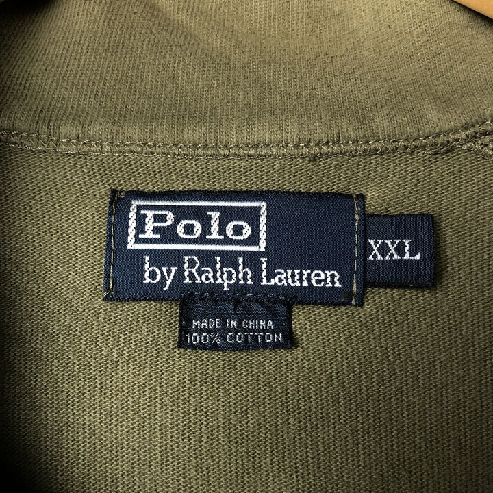 Ralph Lauren POLO by Ralph Lauren Half-Zip Long T-Shirt, Men's XXL cotton Khaki type brown Vintage Second Hand