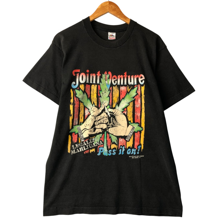 Vintage 90'S Fruit of the Loom Marijuana Legalization Print T-Shirt Made in USA Men's L cotton black type Vintage Second Hand