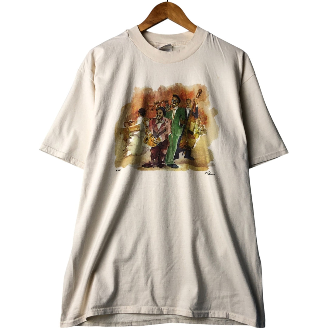 90'S Hanes BEEFY-T printed T-shirt, men's size L, vintage cotton unbleached Vintage Second Hand
