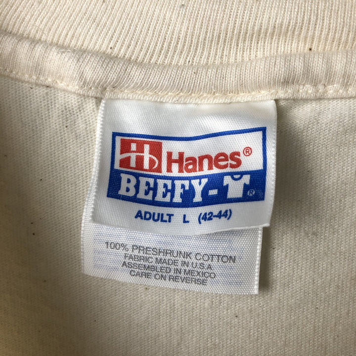 90'S Hanes BEEFY-T printed T-shirt, men's size L, vintage cotton unbleached Vintage Second Hand