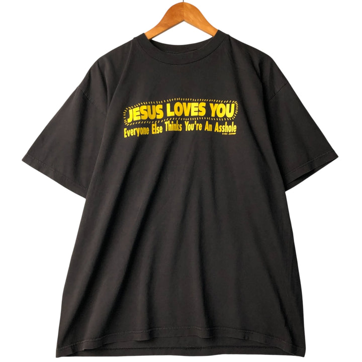 90'S Q-TEES Message Print T-Shirt Made in USA Men's XL Vintage cotton black type Vintage Second Hand