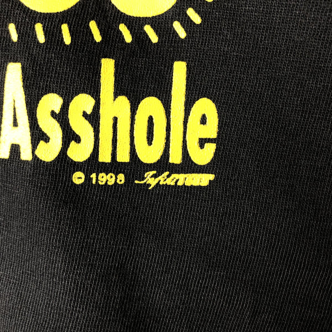 90'S Q-TEES Message Print T-Shirt Made in USA Men's XL Vintage cotton black type Vintage Second Hand